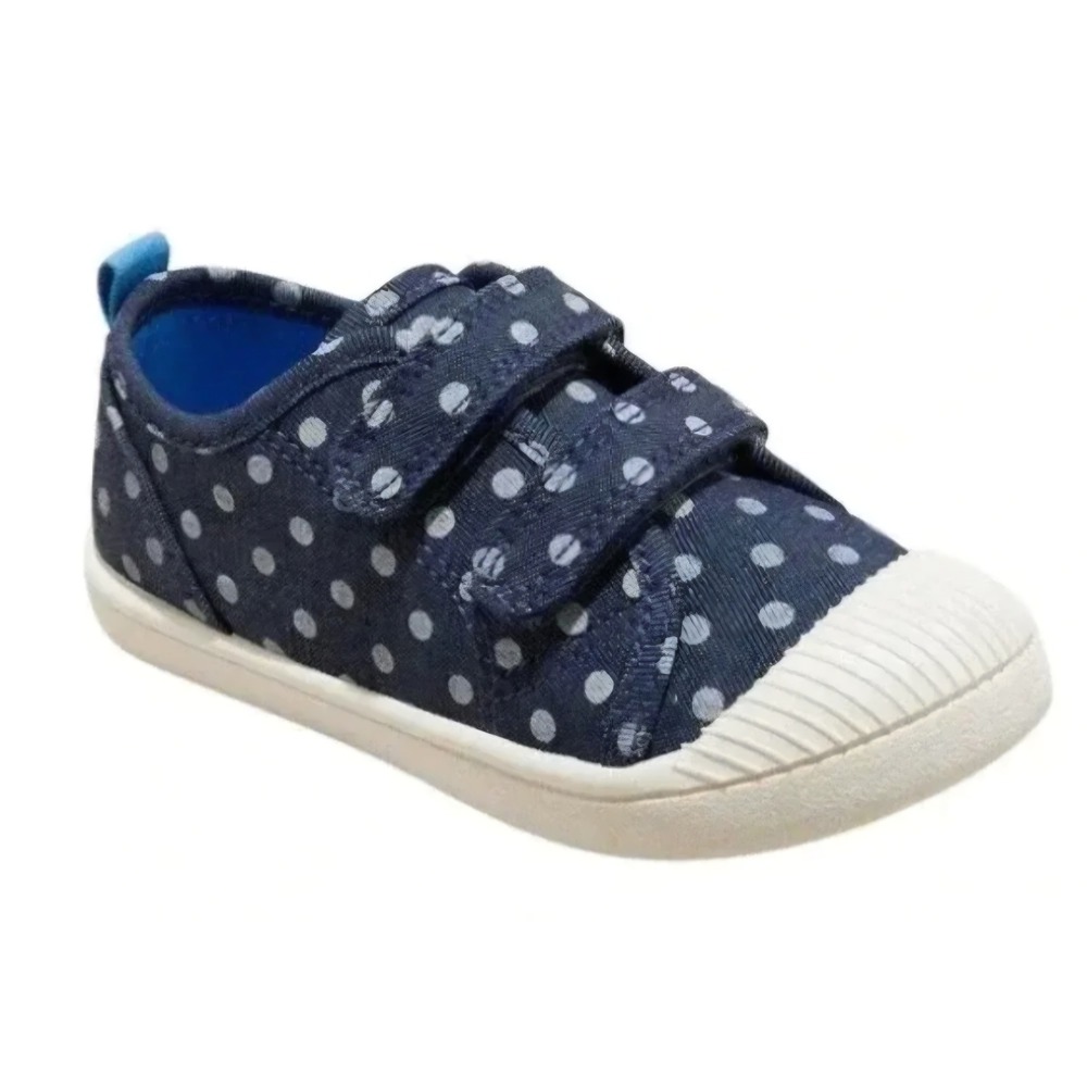 Cat & Jack Toddler Girls Polka Dot Canvas Sneakers Navy Blue Size 11 Hook Loop